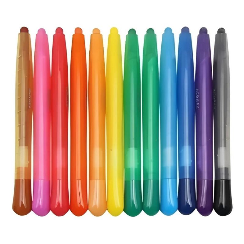 Giz de Cera Twister Retrátil C/ 12 Cores Ref. 09010 Acrilex (12 unidades)