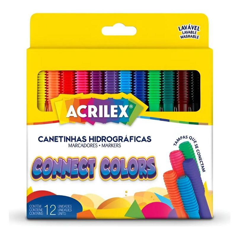 Canetinhas Hidrográficas Connect Colors C/ 12 Cores Ref. 06913 Acrilex (12 unidades)