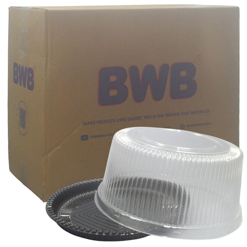 Embalagem P/ Bolo e Torta C/ Tampa Média Ranhurada B 32R Ref. 14176 750gr Preta BWB (100 unidades)