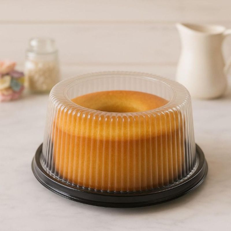 Embalagem P/ Bolo e Torta C/ Tampa Média Ranhurada B 32R Ref. 14176 750gr Preta BWB (100 unidades)
