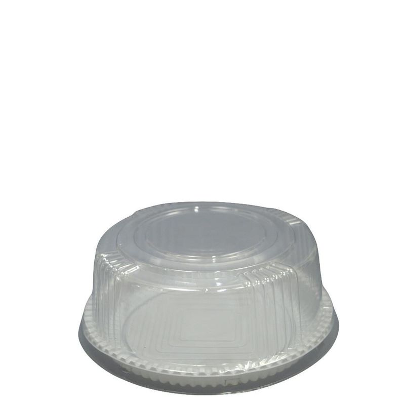 Embalagem P/ Bolo e Torta C/ Tampa Alta Lisa C/ Ranhurada B 35AL Ref. 14202 500gr Branca BWB (100 unidades)
