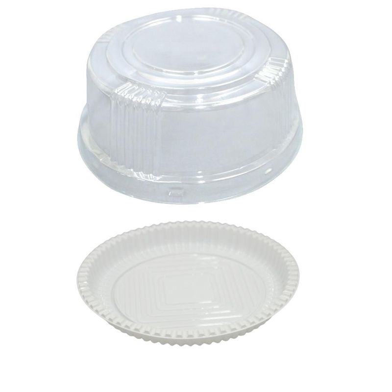 Embalagem P/ Bolo e Torta C/ Tampa Alta Lisa C/ Ranhurada B 35AL Ref. 14202 500gr Branca BWB (100 unidades)