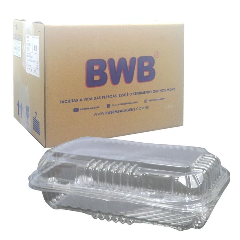 Embalagem Retangular C/ Tampa Articulada Baixa B 08 Ref. 14158 BWB (100 unidades)