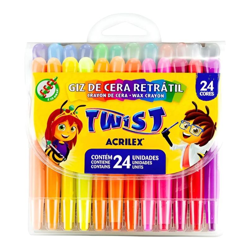 Giz de Cera Twister Retrátil C/ 24 Cores Ref. 09030 Acrilex (24 unidades)