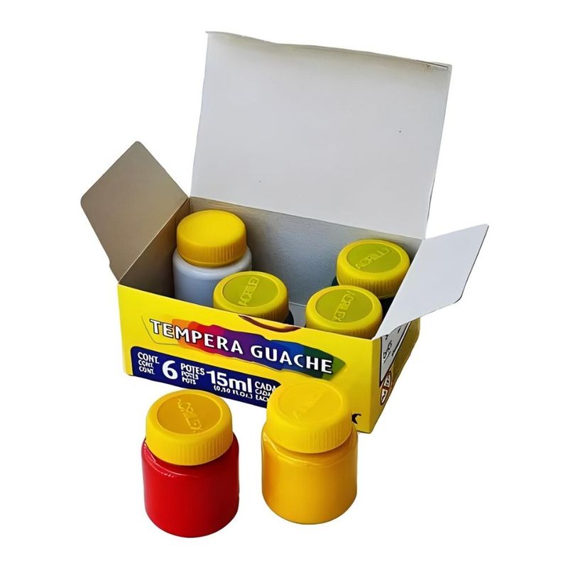 Tinta Tempera Guache Abelhinhas C/ 6 Cores 15ml Ref. 02020 Acrilex (06 unidades)