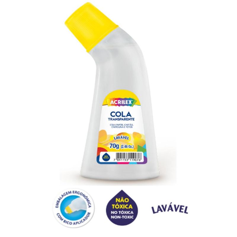 Cola Transparente a Base de Água Ref. 19970 Acrilex (70 gramas)