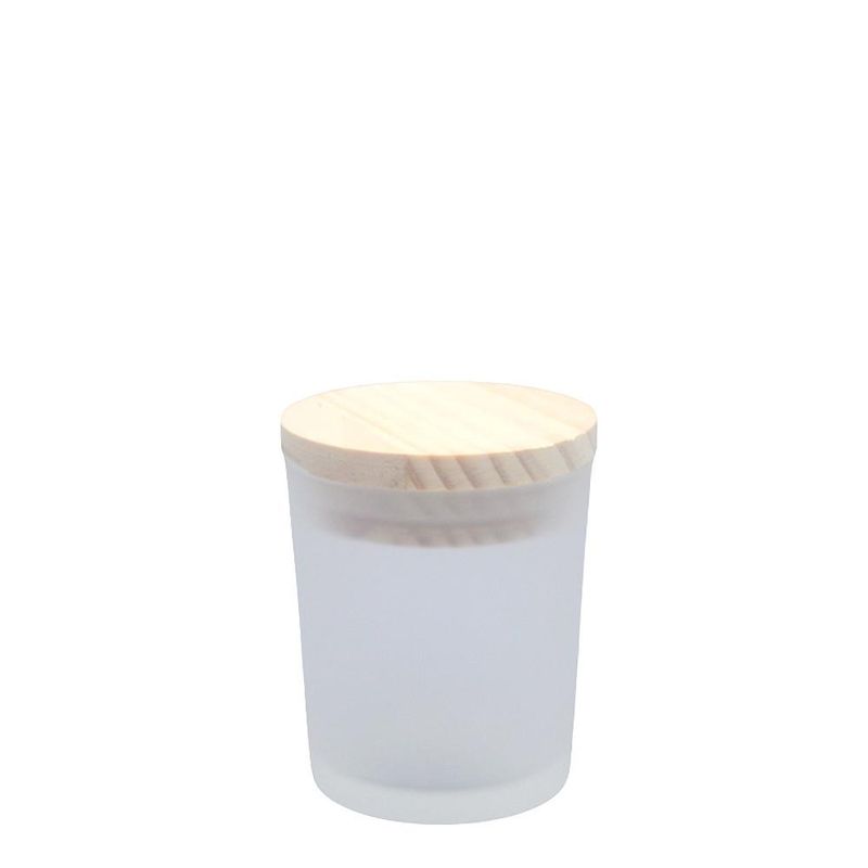 Pote de Vidro Fosco Hermético C/ Tampa de Madeira 60ml Ref. FR232508 Freecom (01 unidade)