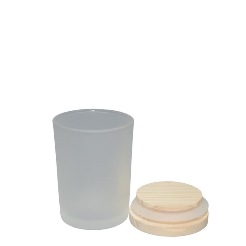 Pote de Vidro Fosco Hermético C/ Tampa de Madeira 60ml Ref. FR232508 Freecom (01 unidade)