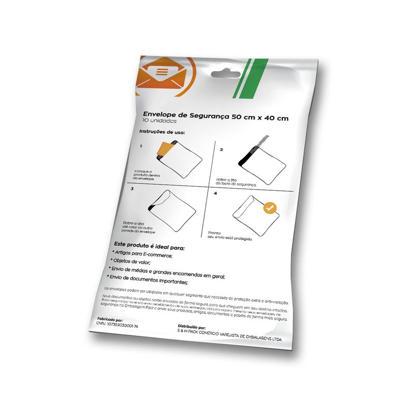 Envelope de Segurança 50x40cm em PEBD com Aba Adesiva Embalagem Fácil (10 unidades)