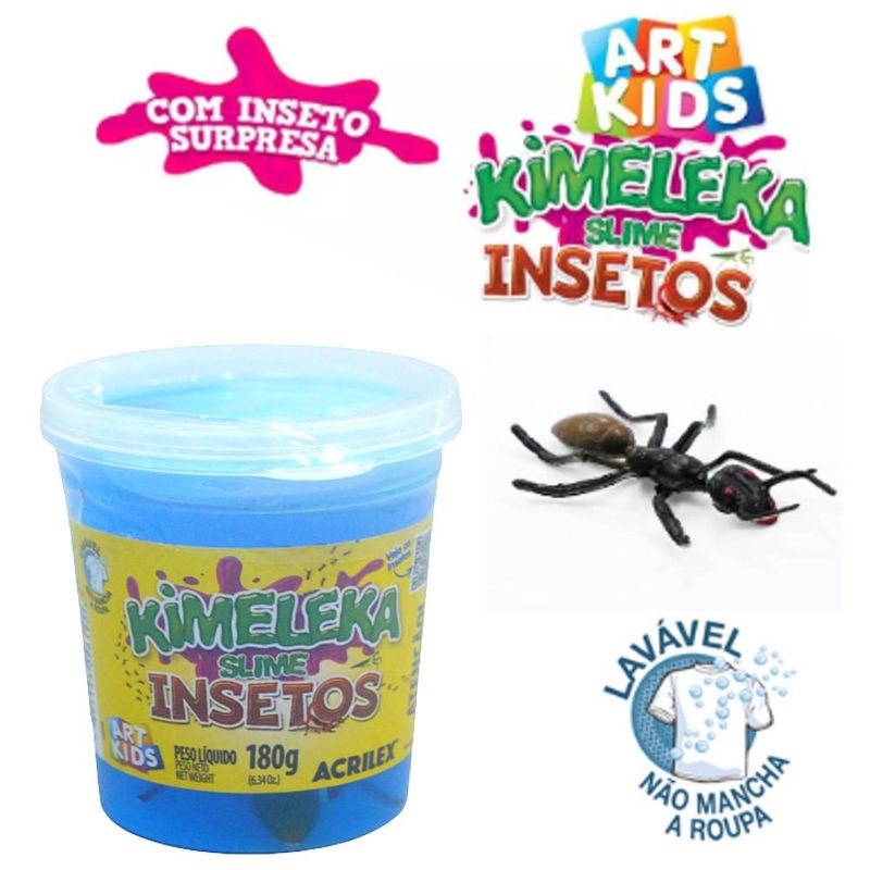Pote Kimeleka Slime Insetos Azul Formiga Art Kids Acrilex (180 gramas)