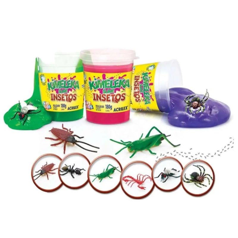 Pote Kimeleka Slime Insetos Azul Formiga Art Kids Acrilex (180 gramas)