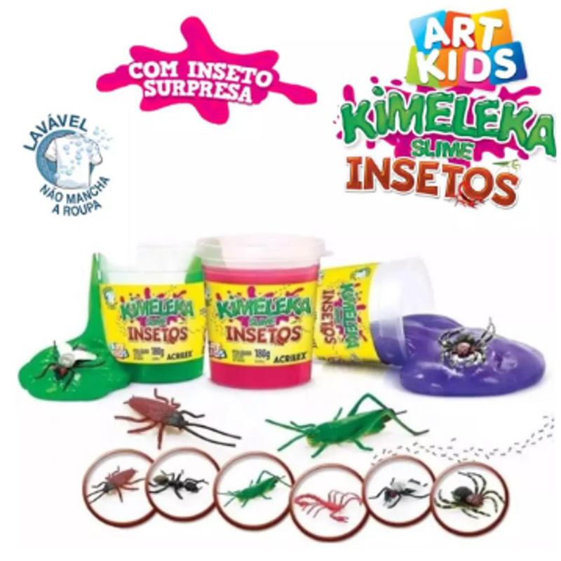 Pote Kimeleka Slime Insetos Azul Formiga Art Kids Acrilex (180 gramas)