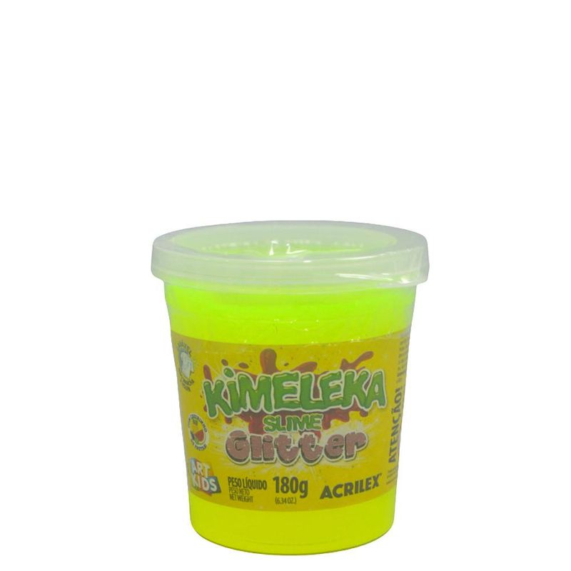 Pote Kimeleka Slime Glitter Amarelo Art Kids Acrilex (180 gramas)