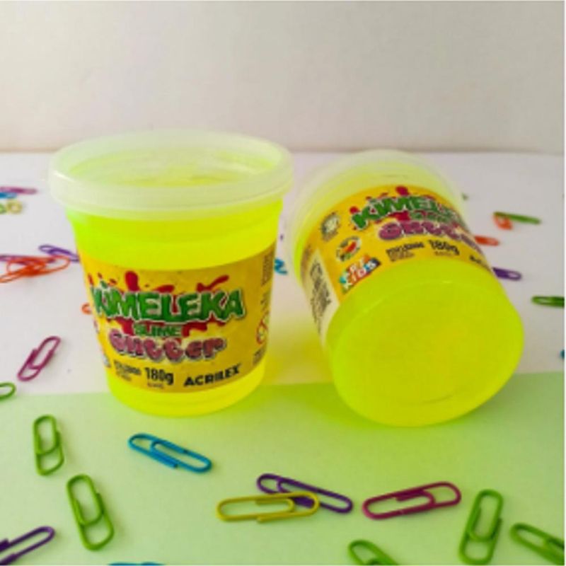 Pote Kimeleka Slime Glitter Amarelo Art Kids Acrilex (180 gramas)