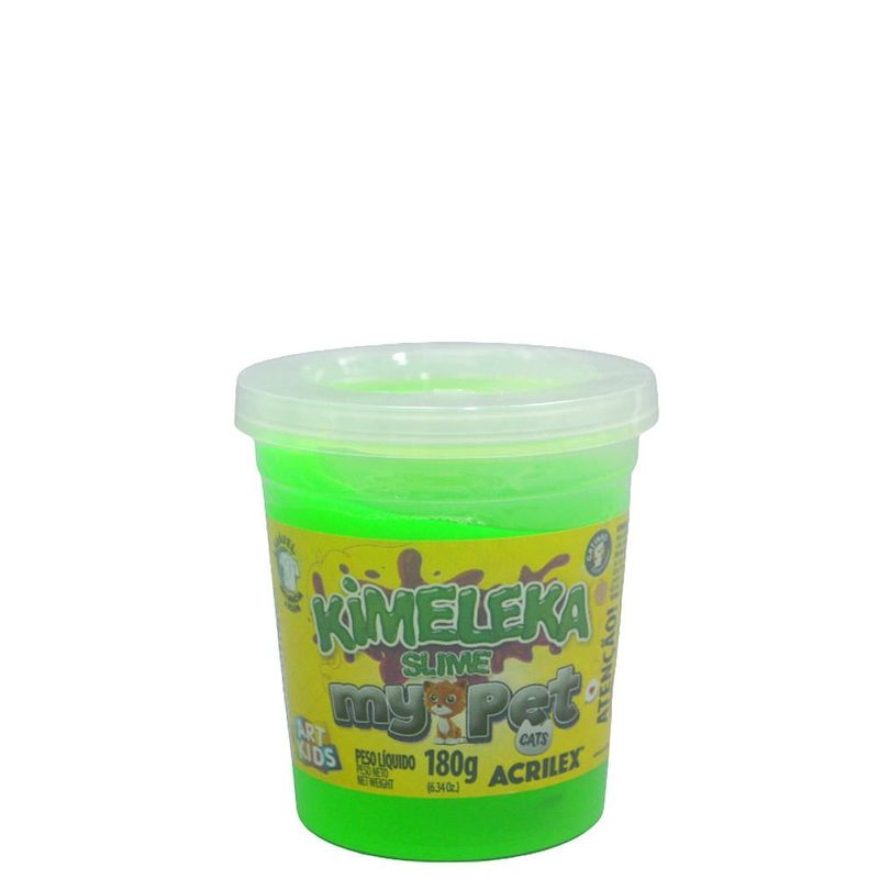 Pote Kimeleka Slime My Pet Cats Verde Art Kids Acrilex (180 gramas)