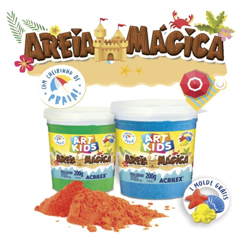 Areia Mágica Laranja Art Kids Acrilex (200 gramas)