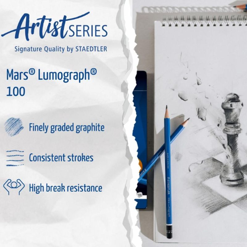 Lápis Premium de Desenho Mars Lumograph Ref. 100 Staedtler (01 unidade)-12B