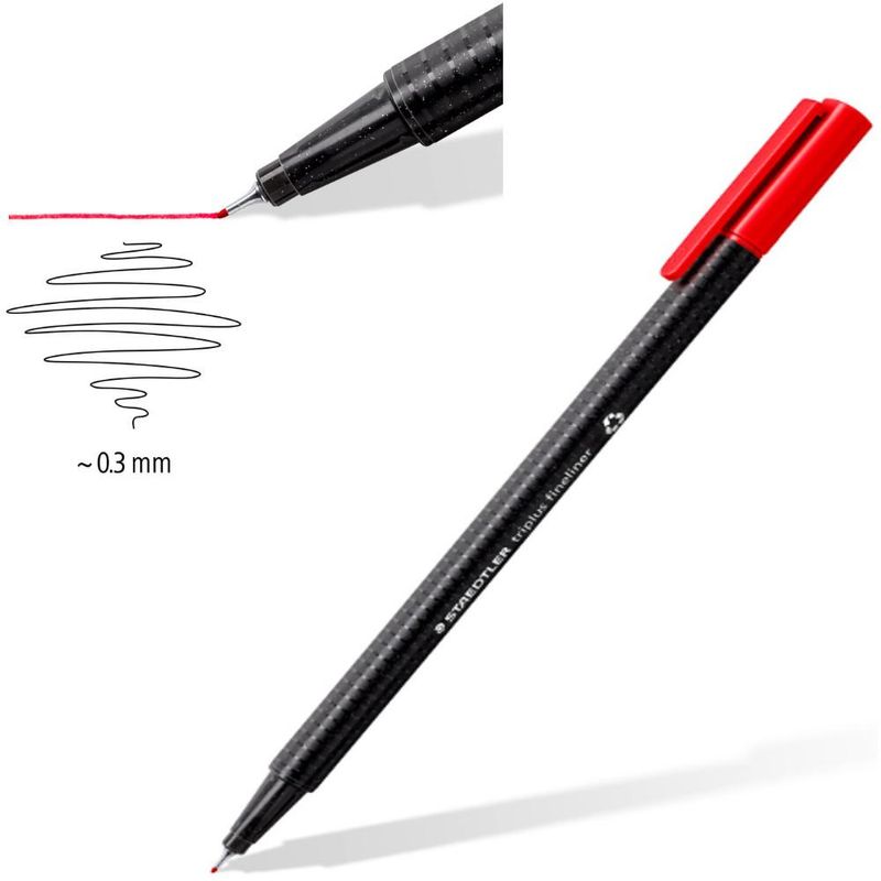 Caneta Triplus Fineliner Triangular Traço 0.3mm Staedtler (01 unidade)-preto