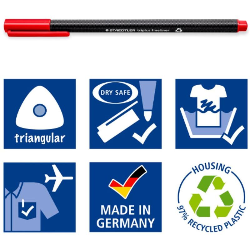 Caneta Triplus Fineliner Triangular Traço 0.3mm Staedtler (01 unidade)-preto