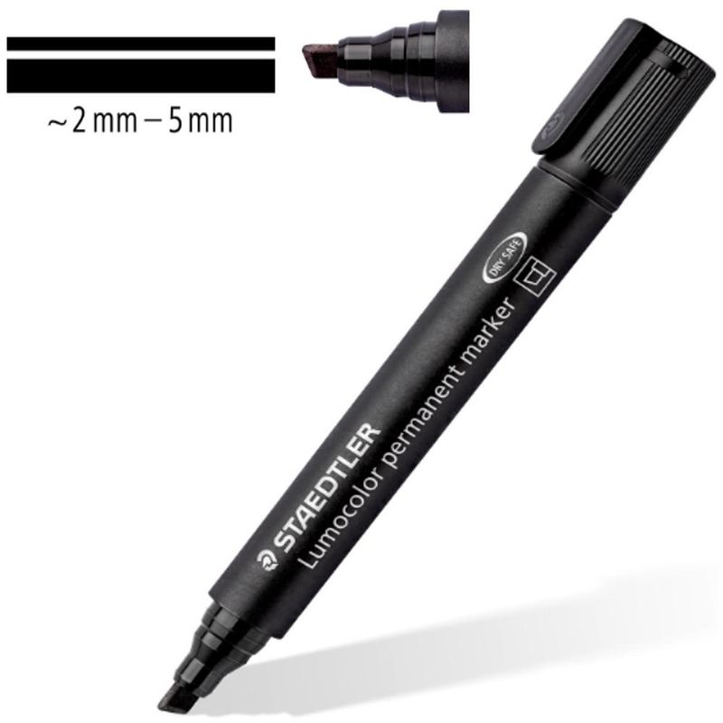 Marcador Permanente Lumocolor Preto Traço ~2,0 ~5,0mm Staedtler (01 unidade)