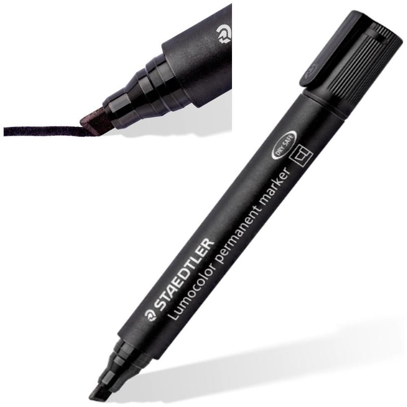 Marcador Permanente Lumocolor Preto Traço ~2,0 ~5,0mm Staedtler (01 unidade)