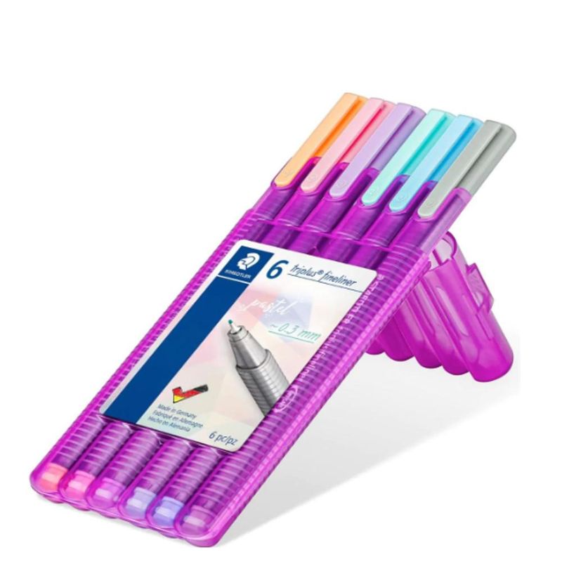 Conjunto de Canetas Triplus Fineliner Linha Pastel 0.3mm Ref. 334 Staedtler (06 unidades)