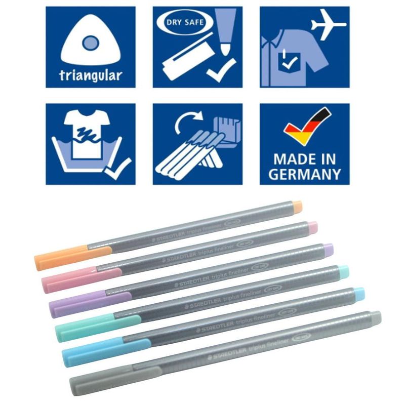 Conjunto de Canetas Triplus Fineliner Linha Pastel 0.3mm Ref. 334 Staedtler (06 unidades)