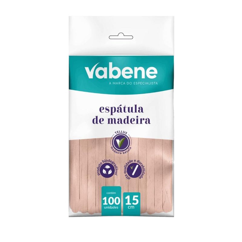 Espátula Estética de Madeira Bétula 15cm Vabene (100 unidades)