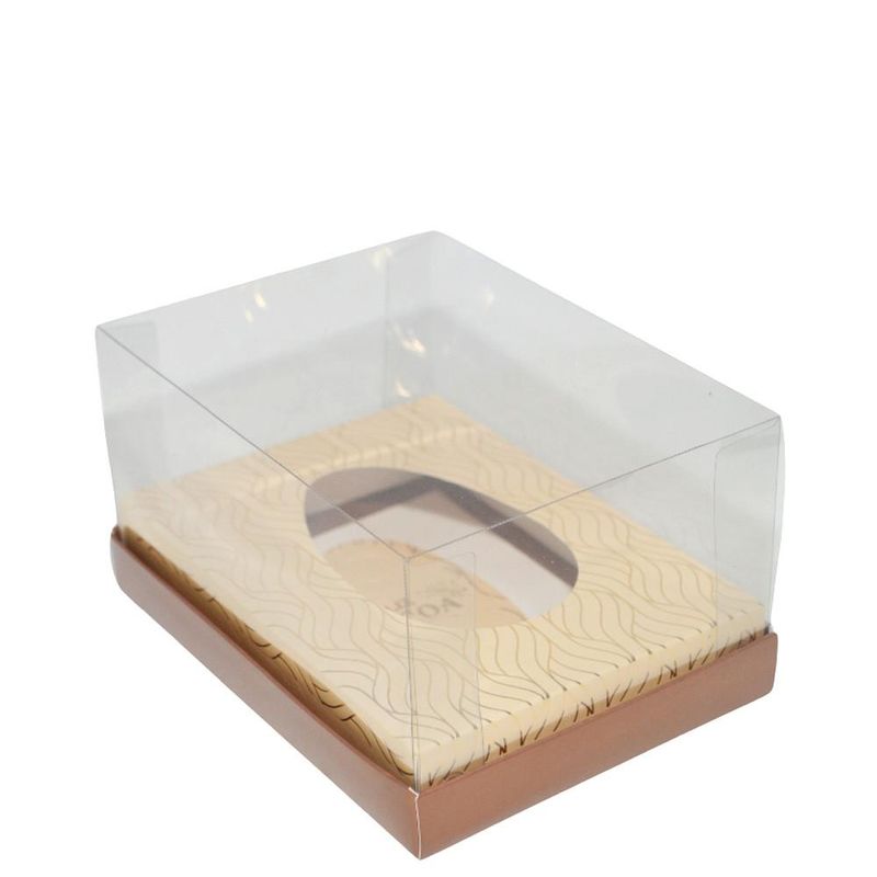 Caixa Alta P/ Ovo de Colher Ajustável C/ Cinta S/ Colher Caramelo/Marrom Páscoa Clássica 150/250gr Ref. C5330 Ideia (01 unidade)