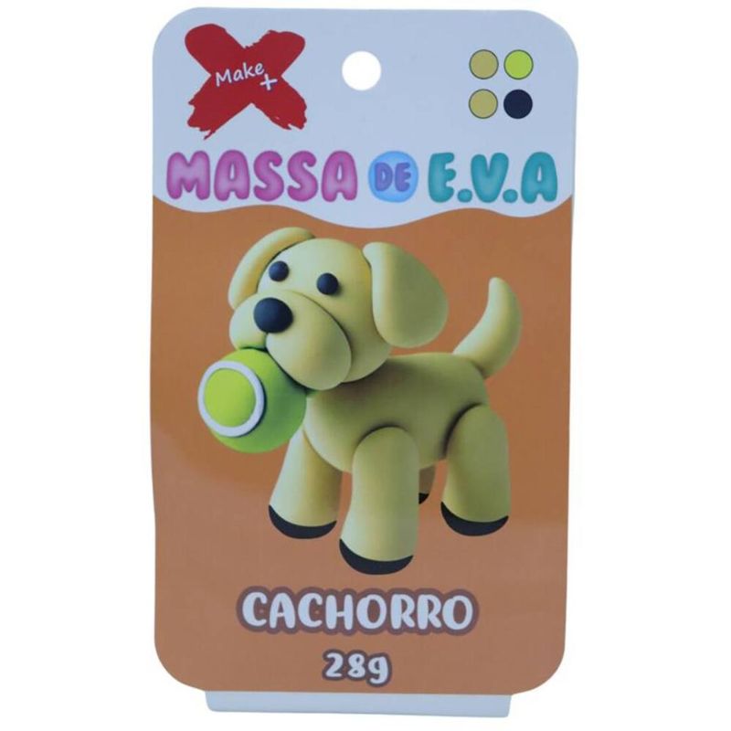 Massa De EVA C/ 4 Cores Cachorro Ref.: 13051 28g Make+ (01 uniade)