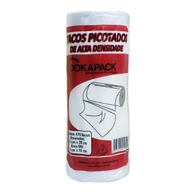 Sacos Picotados de Alta Densidade Reto 25x35cm Dokapack (475 sacos)