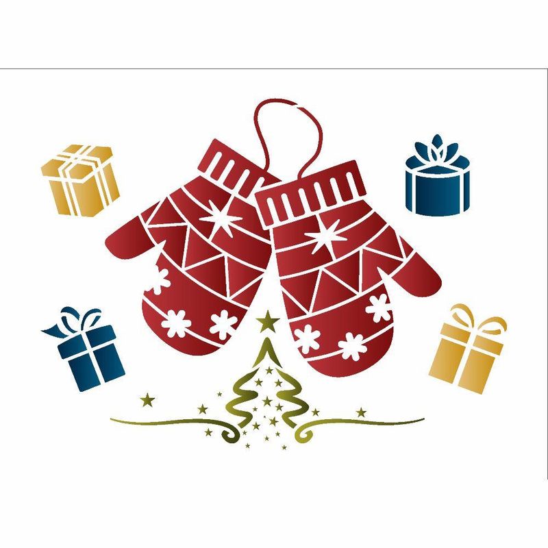 Stencil Simples Luvas Natalinas 15x20 Ref.: OPA3287 Opa Criando Arte (01 unidade)