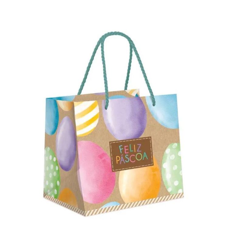 Sacola Premium Ovo Kraft Rainbow M 30x26x14cm Ref.: 19001287 Cromus (01 unidade)