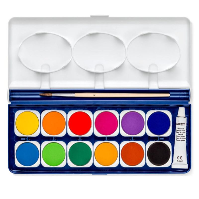 Caixa de Pintura Aquarela Noris 12 Cores 28mm C/ Pincel e Bisnaga Ref. 888 Staedtler (14 unidades)
