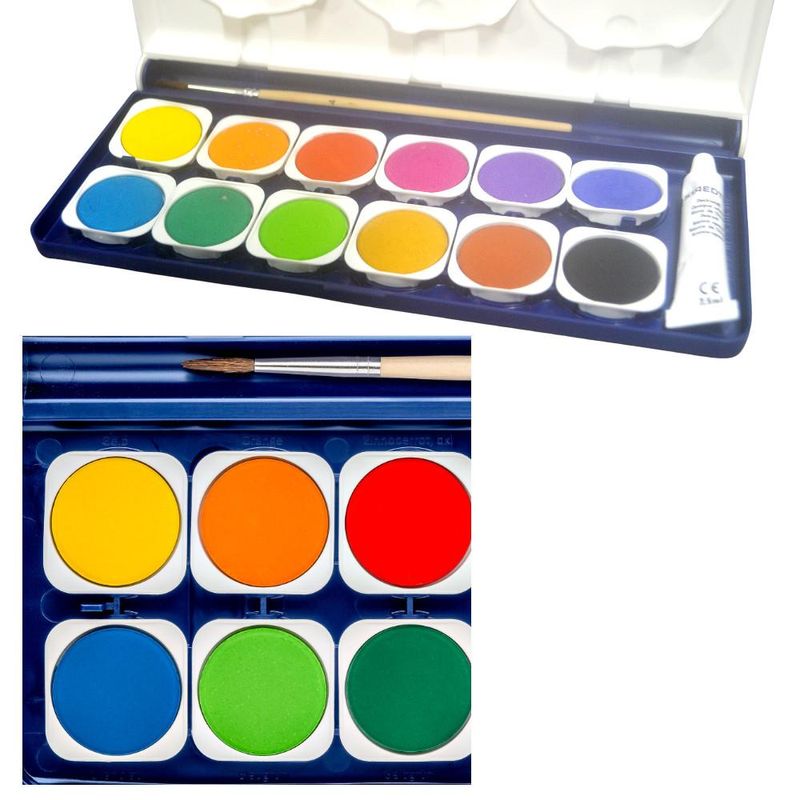 Caixa de Pintura Aquarela Noris 12 Cores 28mm C/ Pincel e Bisnaga Ref. 888 Staedtler (14 unidades)