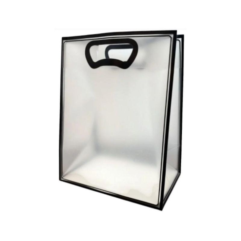 Sacola PP C/ Alça Plana Fosca Transparente Preto 30x23x15cm Ref. 19001178 Cromus (01 unidade)
