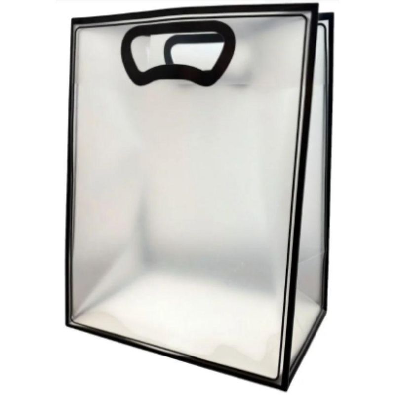 Sacola PP C/ Alça Plana Fosca Transparente Preto 40x30x12cm Ref. 19001179 Cromus (01 unidade)