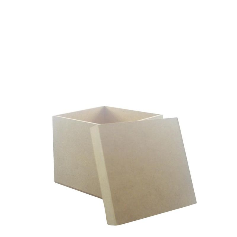 Caixa de MDF Quadrada C/ Tampa Solta Lisa 7x7x6cm Ref.: LJ901 LJ Artesanatos (01 unidade)