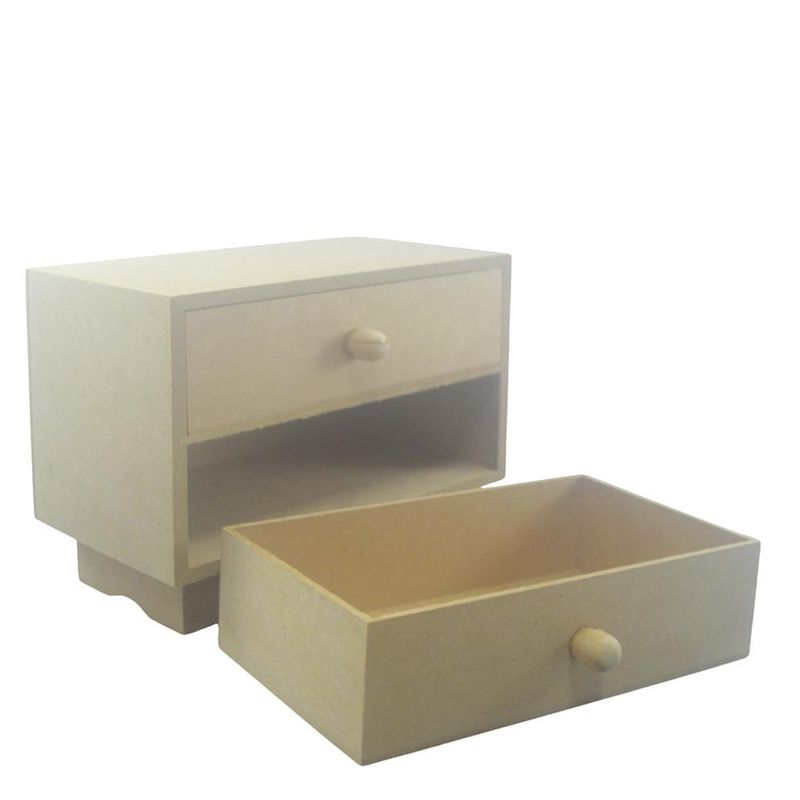 Mini Cômoda de MDF C/ 02 Gavetas e Rodapé 14,5x18x98cm 6MM Ref.: LJ312 LJ Artesanatos (01 unidade)