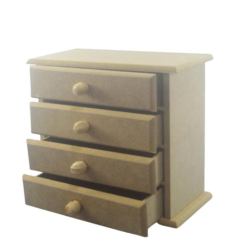 MIni Cômoda de MDF C/ 04 Gavetas 25,5x18x98cm 6mm Ref.: LJ314 LJ Artesanatos (01 unidade)