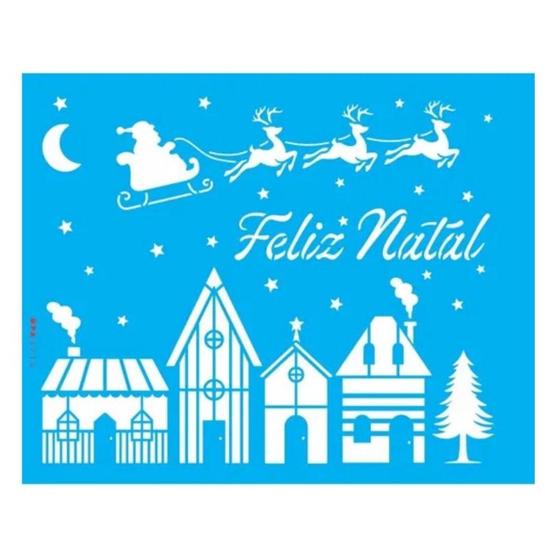 Stencil Simples Vila Natalina 20x25 Ref.: OPA3714 Opa Criando Arte (01 unidade)