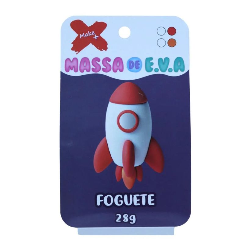 Massa de EVA C/ 4 Cores Foguete Ref: 13060 Make+ (28 gramas)