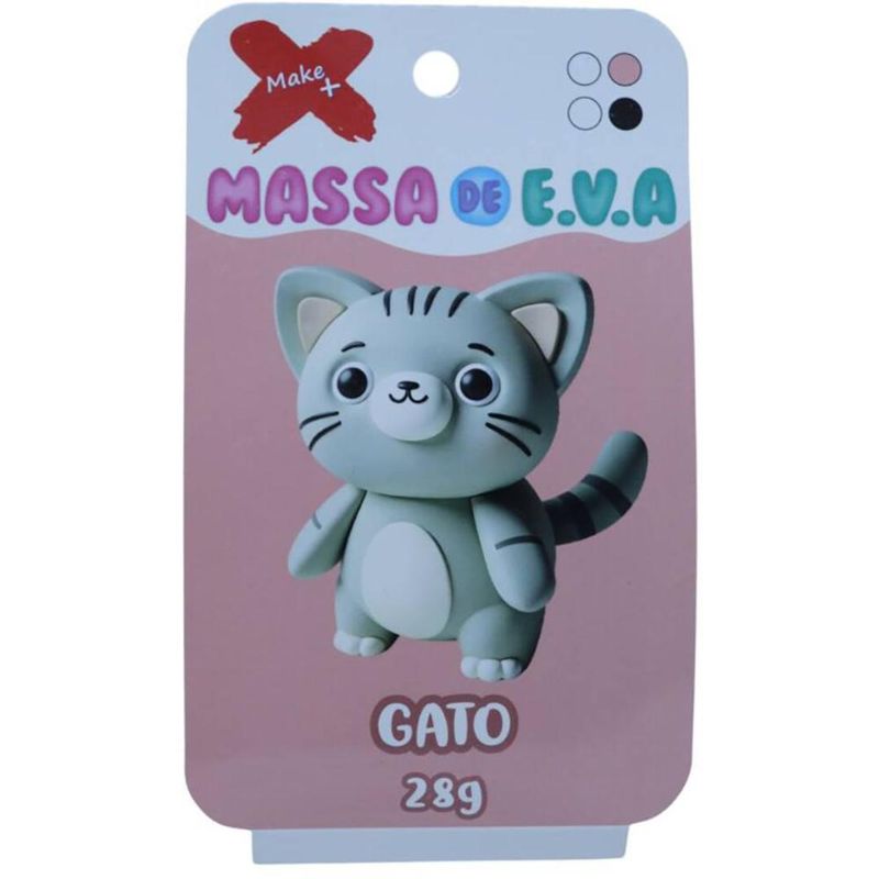 Massa de EVA C/ 4 Cores Gato Ref.:13056 Make+ (28 gramas)