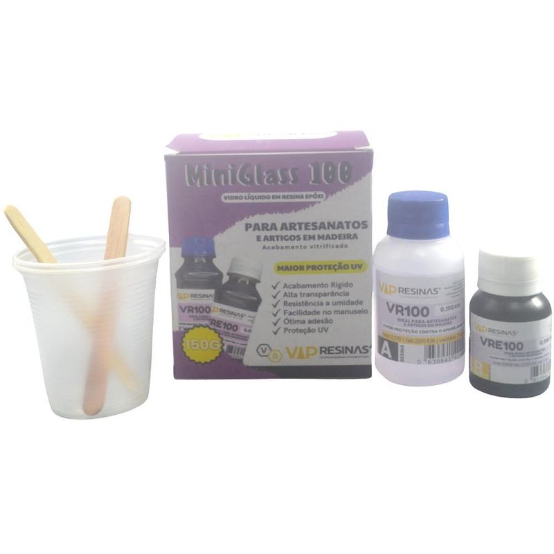 Vidro Líquido em Resina Epóxi Miniglass 100 P/ Artesanatos VipResinas (150 gramas)
