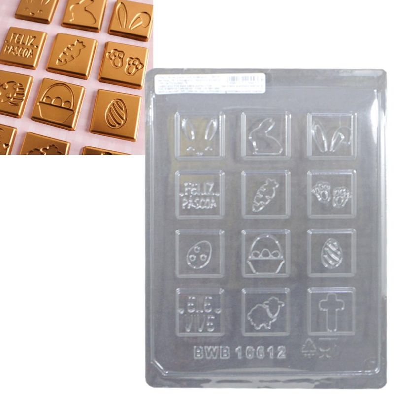 Forma de Acetato Simples Tabletinho Quadrado Páscoa Ref. 10612 BWB (01 unidade)