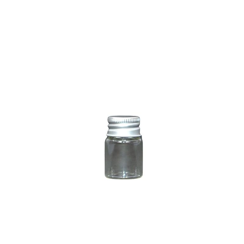 Frasco de Vidro Borossilicato 5ml C/ Tampa de Alumínio Prata Rosca 18mm (01 unidade)