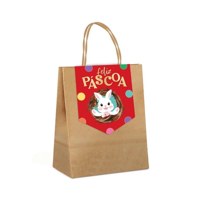 Sacola Papel Kraft C/ Fechamento Felicita Tamanho P 21.5x14.5x7.5cm Ref.: 14002269 Cromus (01 unidade)