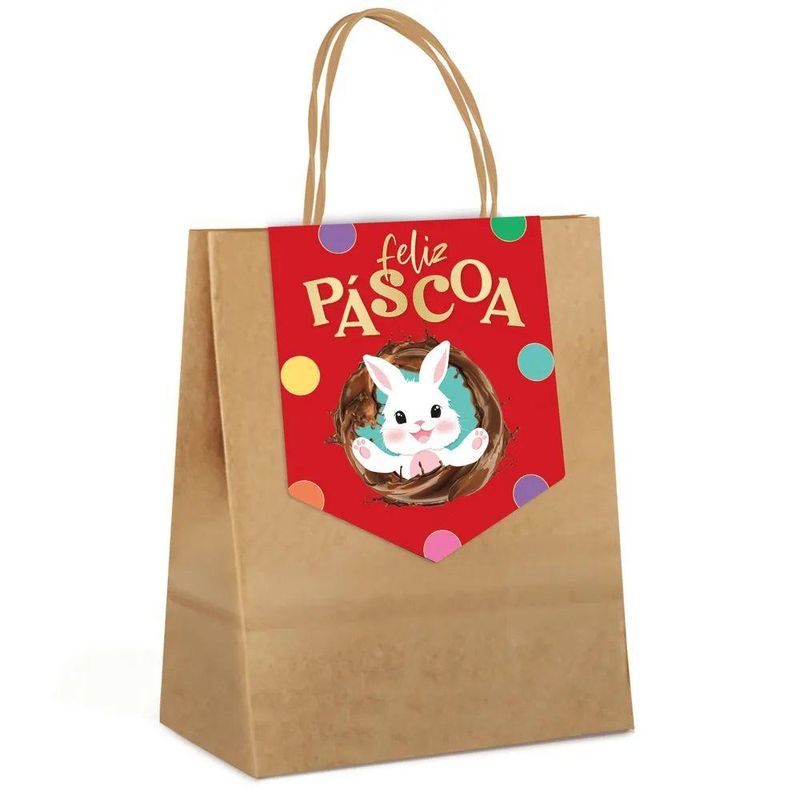 Sacola Papel Kraft C/ Fechamento Felicita Tamanho M 25.5x19x9.5cm Ref.: 14002270 Cromus (01 unidade)