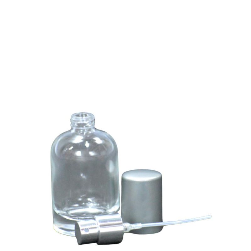 Frasco de Vidro Porta Perfume C/ Tampa e Válvula Spray Prata 30ml BM36 (01 unidade)