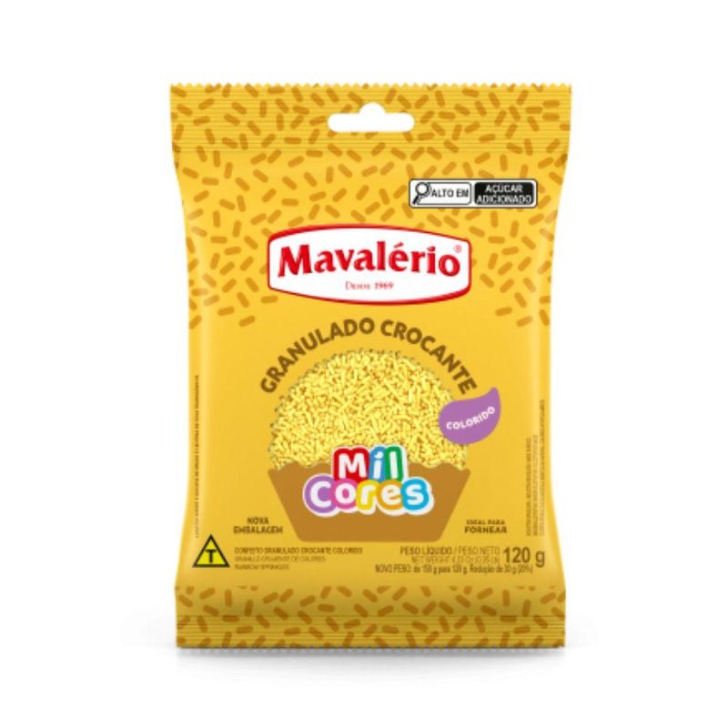 Confeito Granulado Crocante Amarelo Mil Cores Mavalério (120 gramas)